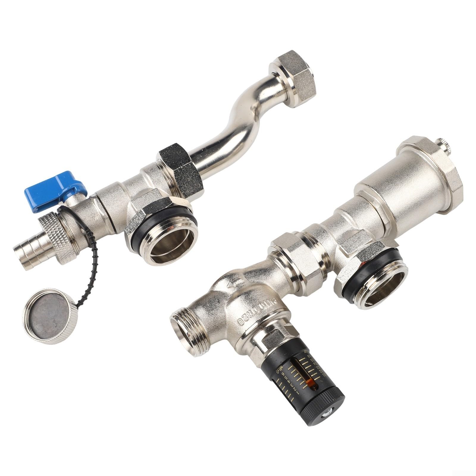 Valvola di bypass della pressione differenziale, distanza centrale 210 mm, connettore collettore di riscaldamento a pavimento in ottone, bilanciamento automatico della pressione di ventilazione