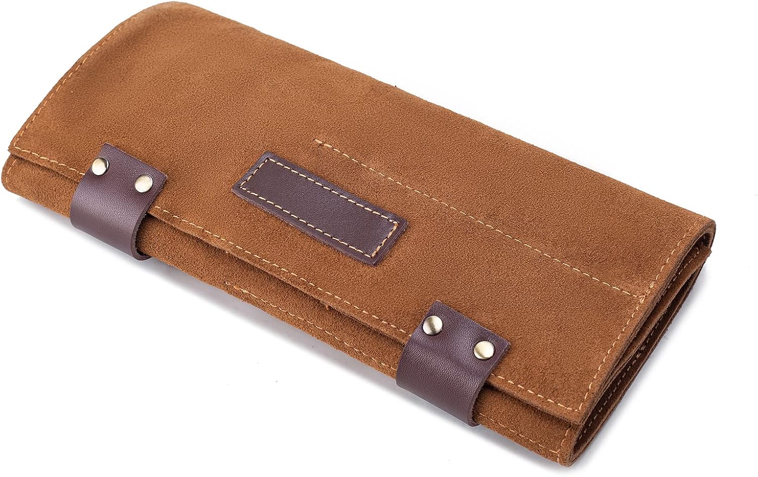 Hair Stylist Scissor Holder Pouch Cases for Hairdressers, Real Leather Scissor Roll Up Bag, Salon Tools Organizer for Barber Hairdresser (V-001-Brown)