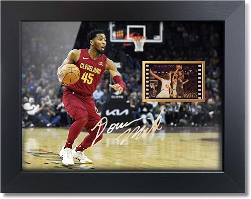 sufenvera Póster impreso firmado de Donovan Mitchell con foto enmarcada con mini película, increíbles coleccionables de baloncesto, regalos para