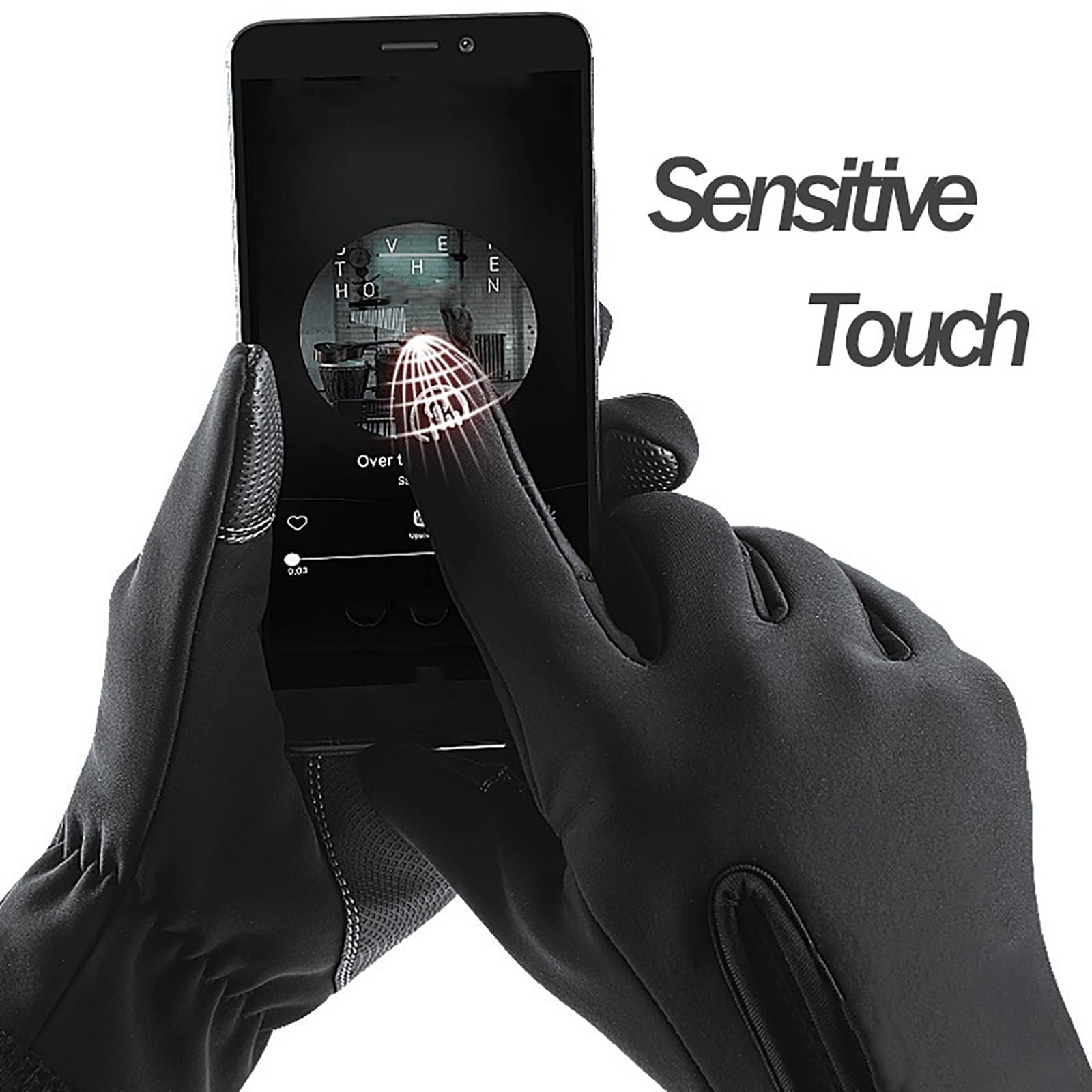 Guanti da Ciclismo Invernali Antivento Guanti da Sport all'Aria Aperta con Touch Screen in Pile Guanti Termici Impermeabili Traspiranti Anti-Shock