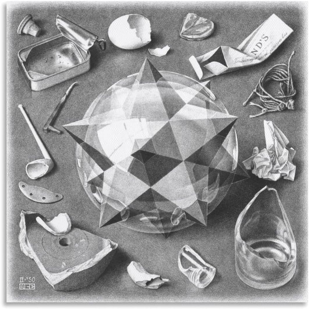 Matvsd Kohecs M.C. Escher Poster《Order And Chaos》Canvas Painting M.C. Escher Wall Art Aesthetic Illustration Prints for Office Decor Picture 30x30cmx1 Frameless