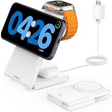 GEEKERA Magnetic 3 in 1 Foldable Charger Stand Dock for Apple Watch Ultra/SE/9/8/7/6/5/4/3/2, iPhone 16/15/14/13/12 Pro Max Plus Mini, for AirPods Pro/3/2