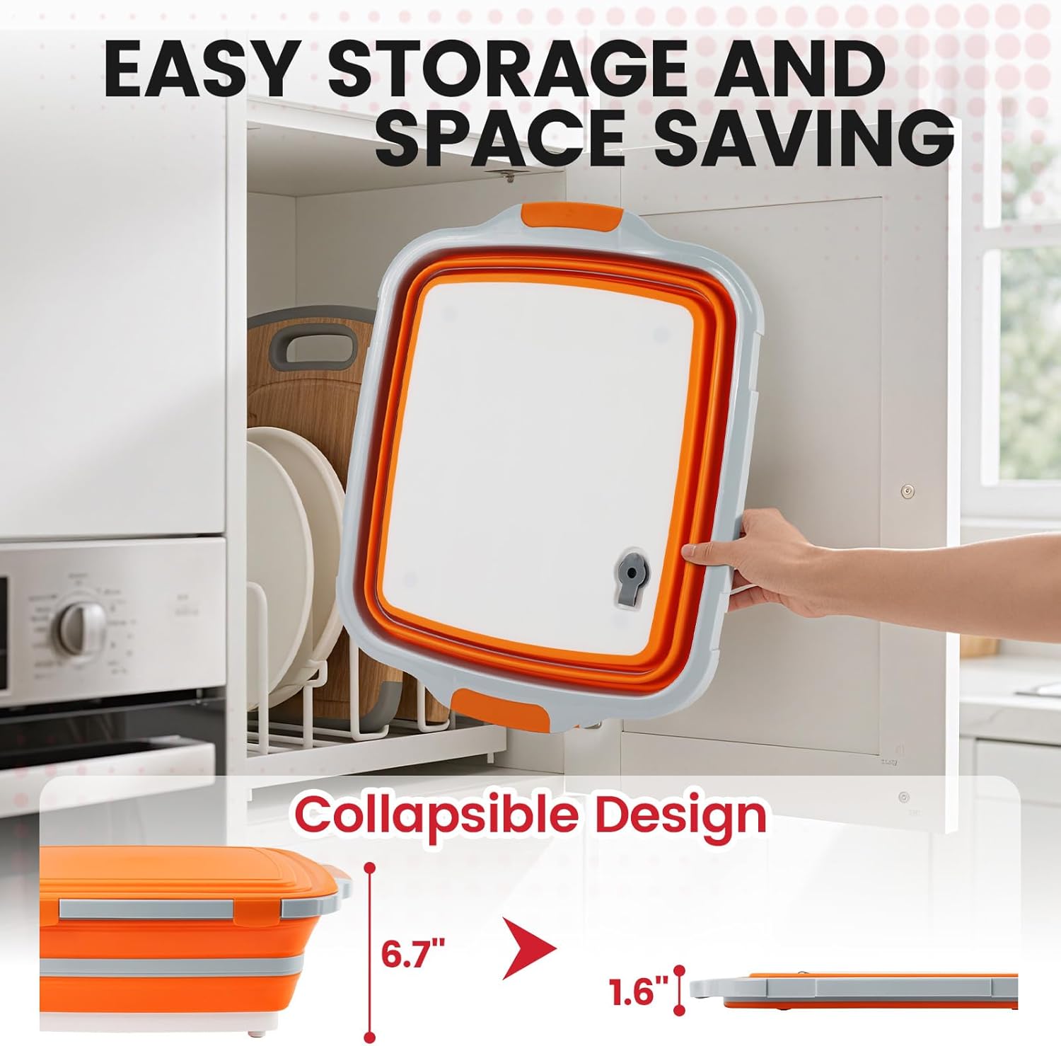BBQ Prep Tub 3-IN-1 Large 16L Collapsible Cutting Board with Locking Lid for Meal Prep Marinating Food, Camping Sink with Colander, Dish Basin, Storage Blanket for Camping Picnic BBQ, Orange