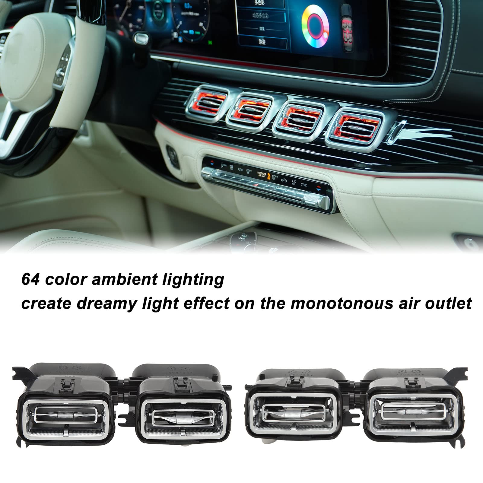 TOPINCN Turbine Air Vent Luce Ambientale,64 Colori,vestibilità