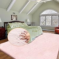 Vista 28 de Alfombra lavable de pelo esponjoso rosa para dormitorio, alfombra de pelo sintético de conejo para sala de estar, alfombra peluda para pasillo