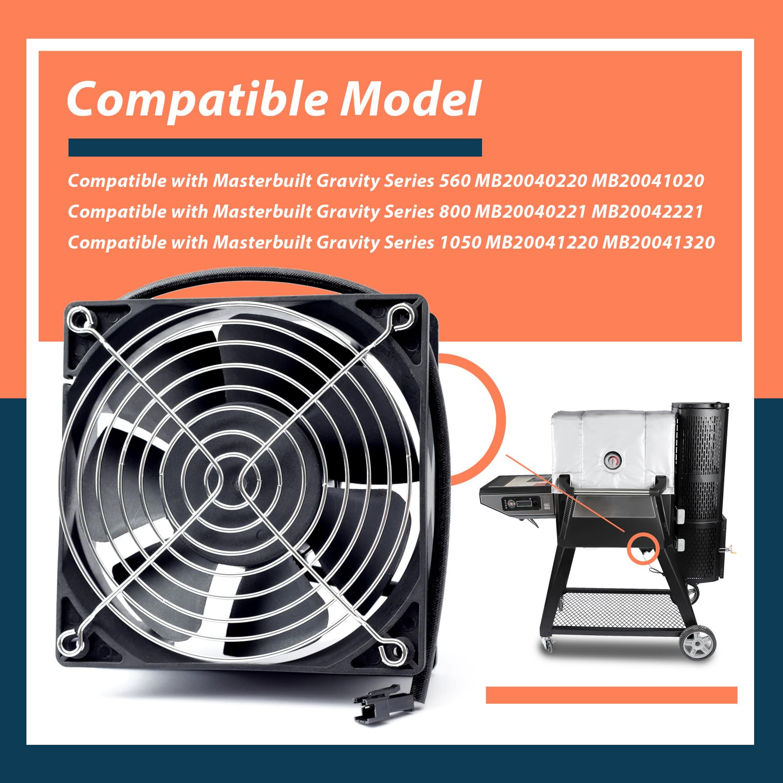 9904190040 Kit de interruptor de ventilador y tapa/puerta compatible con Masterbuilt Gravity Series 560 800 1050 Combo digital de parrilla de carbón y ahumador, sustituye a los números de 3