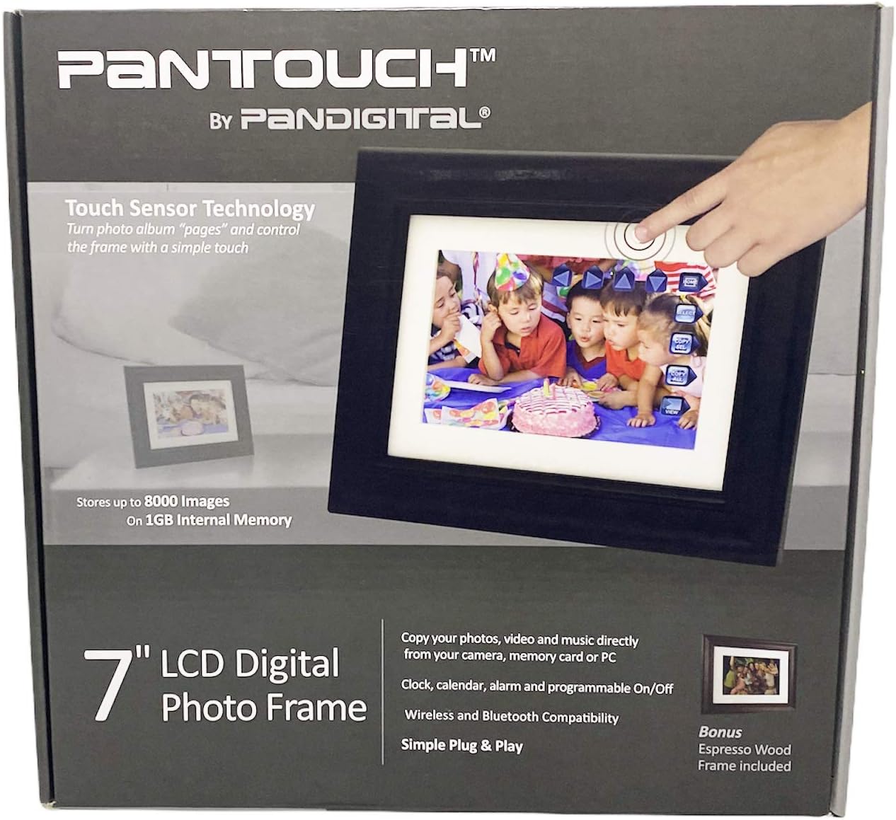 7lcd Digital Photo Frame Pantouch Edge Sensor Tech.