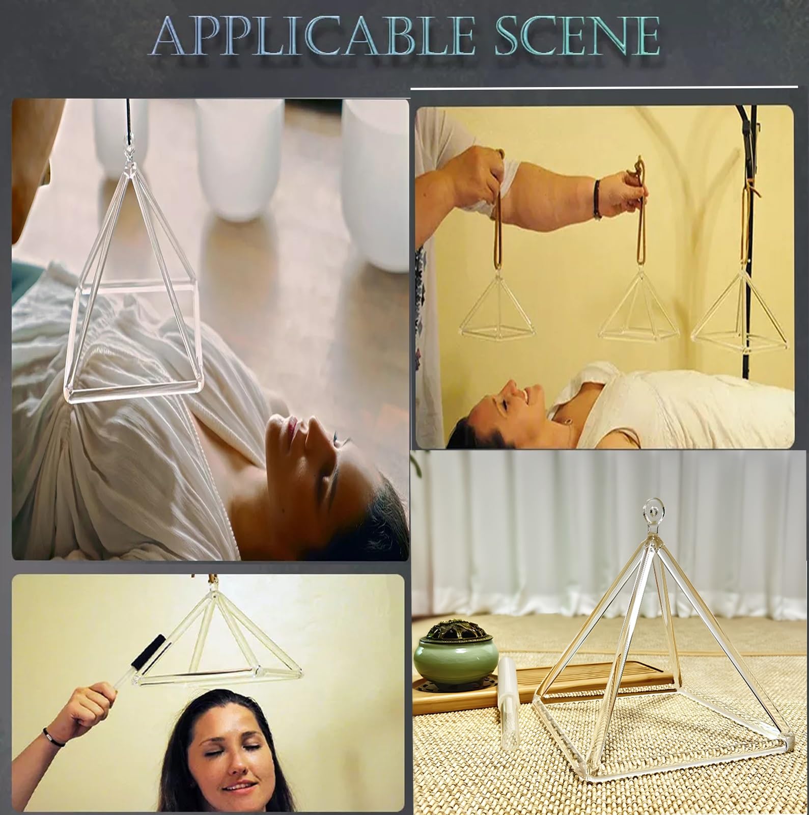 Piramide Sonora di Cristallo, Piramide Sonora di Quarzo Trasparente, Strumento Musicale Curativo per La Guarigione Sonora, Accessori per La Meditazione,4 inch