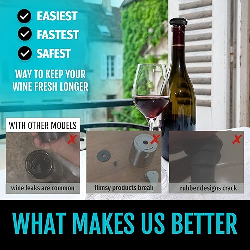 Miniatura 6 de VINVOLI Juego de preservador de vino, bomba de vacío de vino de lujo 2025 con 2 tapones de vino reutilizables, sellador de vino y protector de vino