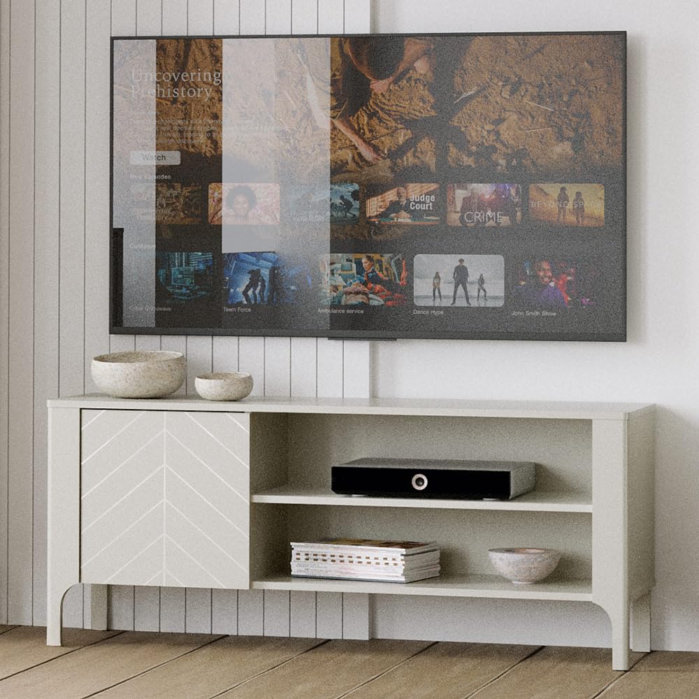 Lomadox Wohnwand in Kaschmir mit Lowboard, Vitrine & Highboard – Modernes Wohnzimmermöbel-Set im Fischgrät-Design mit Softclose