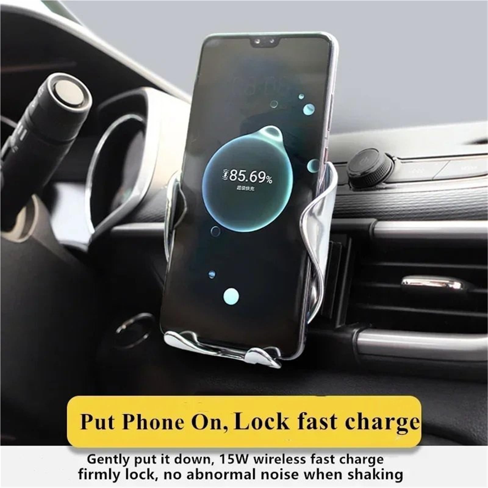 Soporte Movil Coche Supporto per Telefono Cellulare Caricatore Wireless Supporto per Auto Staffa di Navigazione Supporto GPS 360 Supporto per Auto Porta Smartphone
