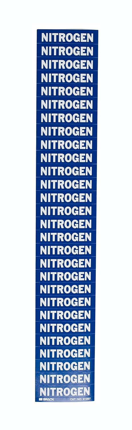Brady 91997-PK, NITROGEN Pipe Marker White on Blue 28 per Card, 5 PK, Legend 'NITROGEN'