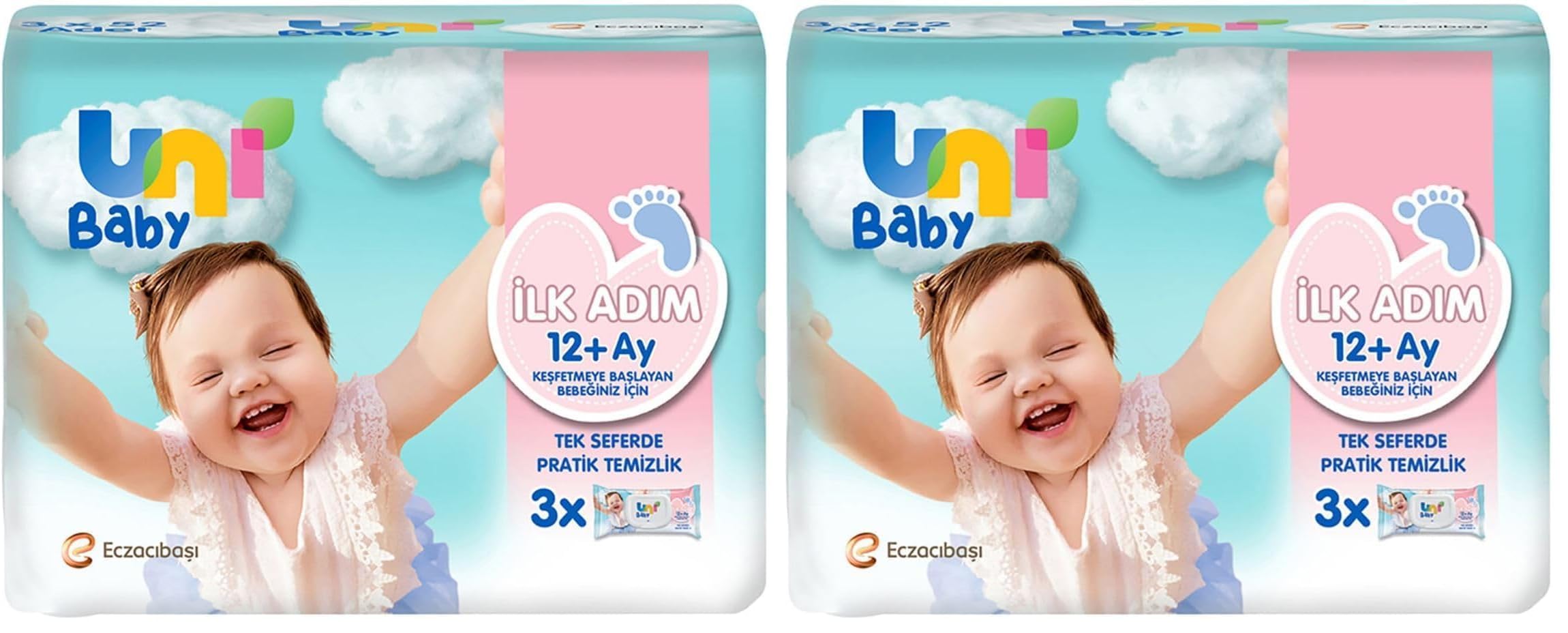 Uni Baby İlk Adım Aloe Veralı Islak Mendil (3 x 52 Adet) 2li paket