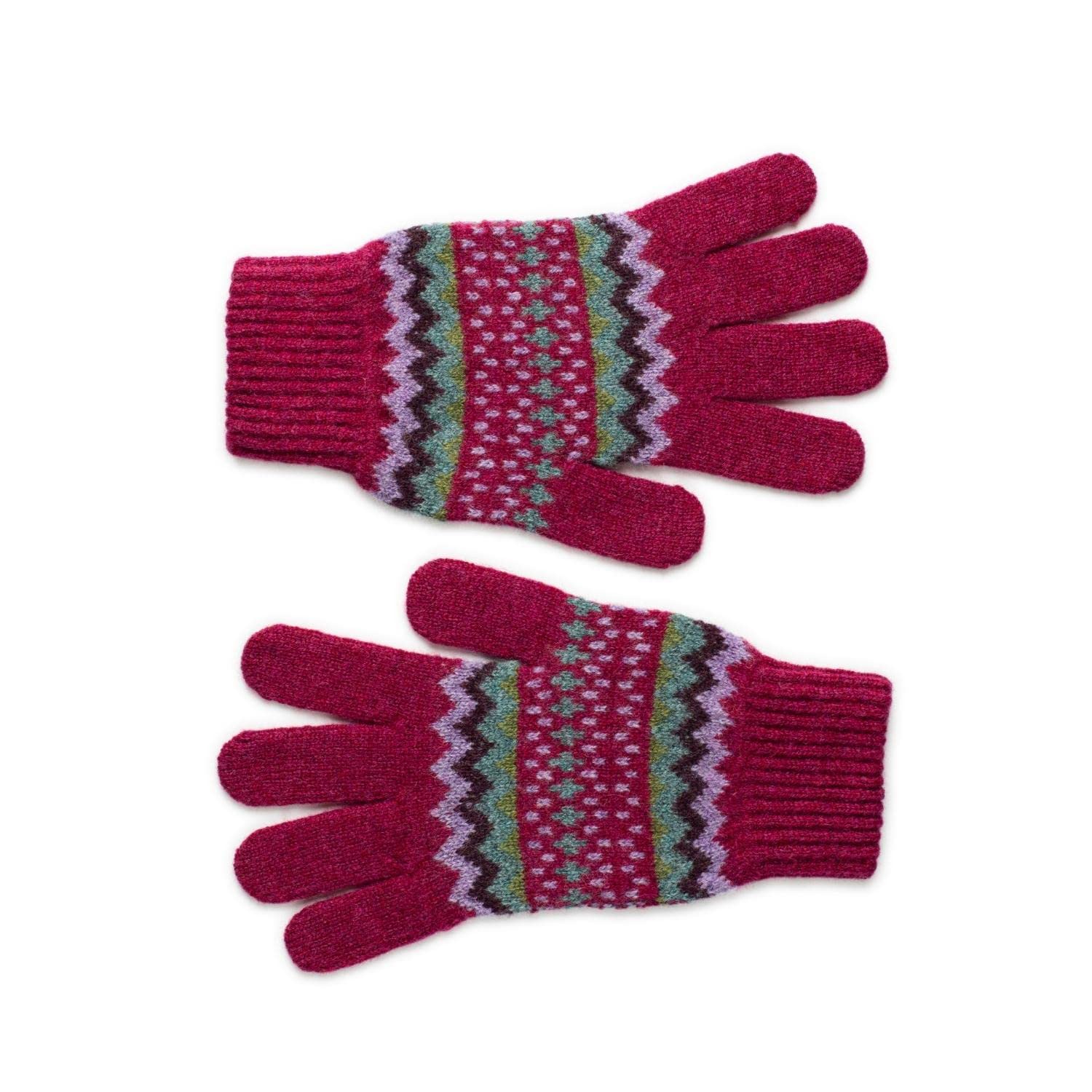 The Cashmere Choice Women's Pink Lomond Lambswool - Hope - Fairisle - Gloves (Pink)
