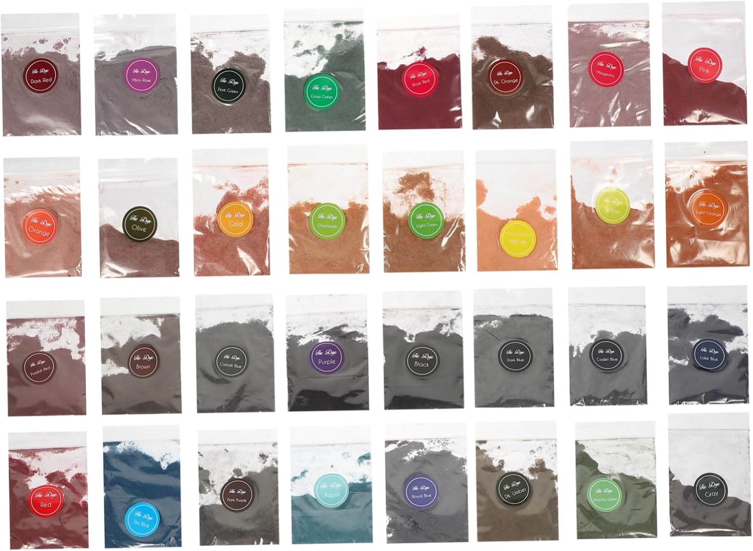 TEHAUX 32bags Color Tie Dye Powder for Vibrant Fabrics for DIY Projects Festivals and Parties for Boys and Girls and Adults Easy to Use Tie Dyeing Supplies