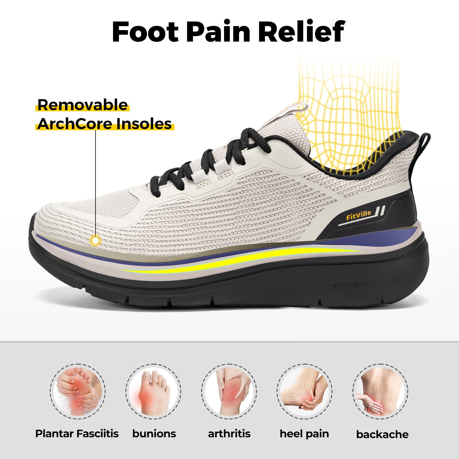 FitVille Extra Weit Sneaker Herren Leichte Walkingschuhe Atmungsaktive Turnschuhe Bequeme dämpfung rutschfeste Sportschuhe