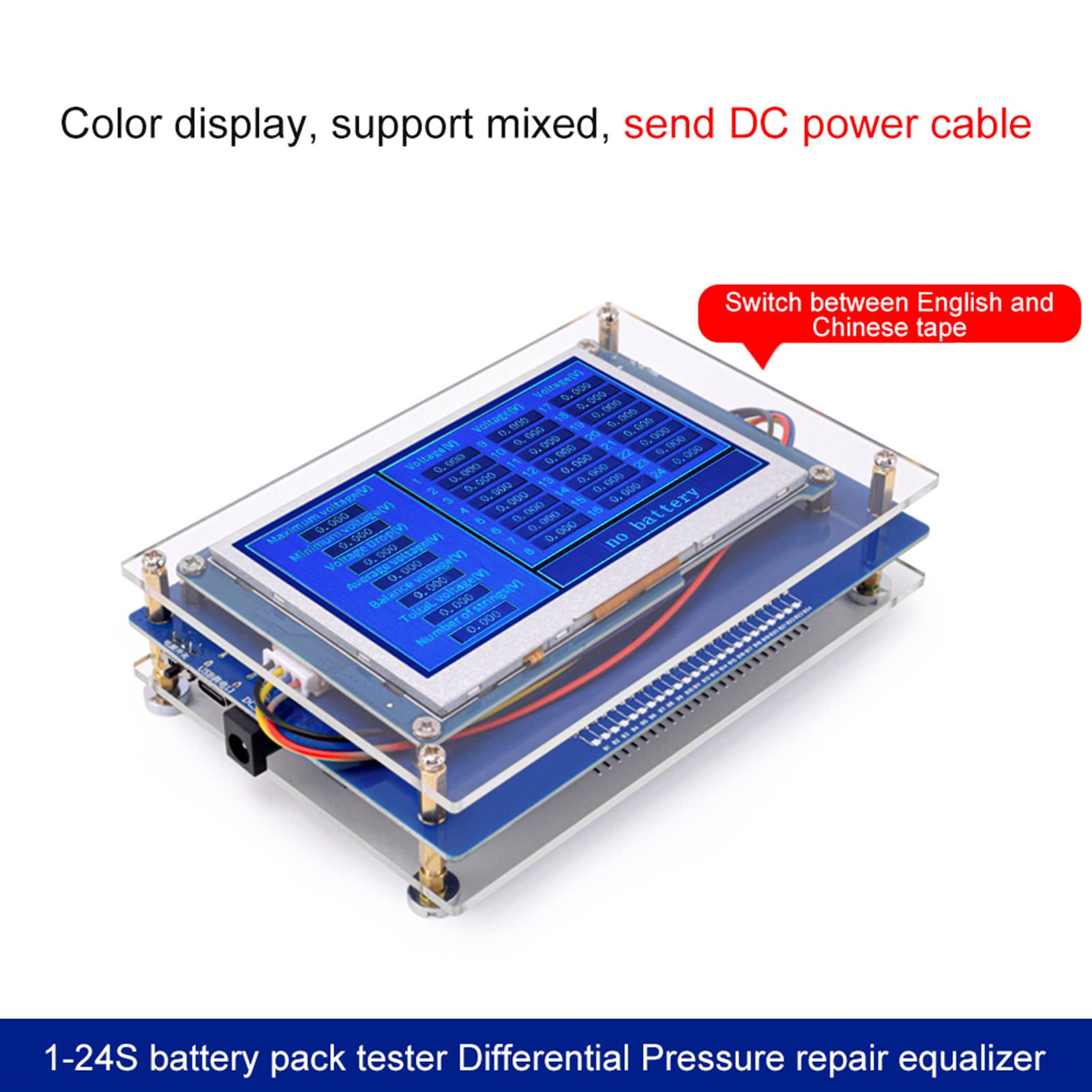 Fydun Tester per Batterie 1 a 24S, Tester per Batterie Al Litio Serie Display Dati Multipli 2 V - 4,5 V