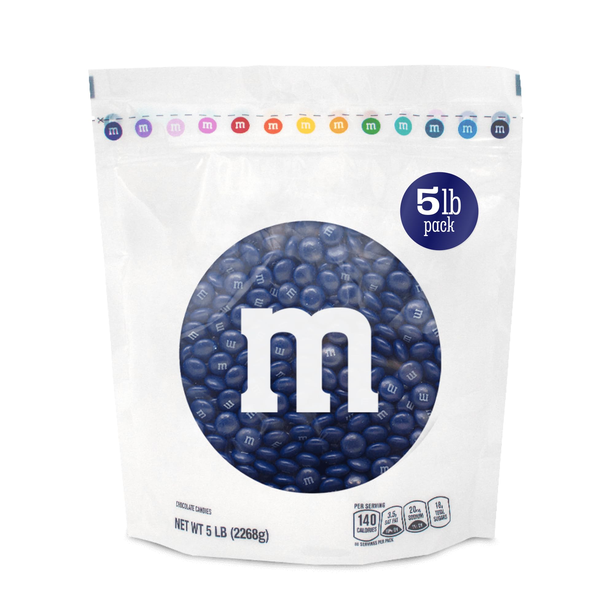 Dark Blue Milk Chocolate Candy Bulk, 5lbs of M&M'S in Resealable Pack for Candy Bars, Birthday Parties, Graduations, Congrats Celebrations & DIY Party Favors