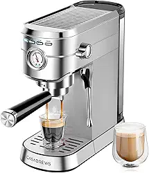 Máquina de café expresso com 20 barras, máquina de café expresso profissional com espumador de leite, máquina de café expresso compacta com tanque de água removível de 963 g para cappuccino, latte, macchiato, presente para pai ou mãe