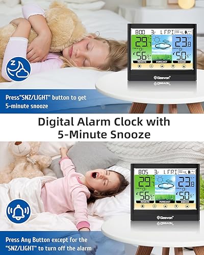 Miniatura 6 de Geevon Estación meteorológica inalámbrica para interiores y exteriores, termómetro higrómetro con punto de rocío, índice de calor, pantalla LCD