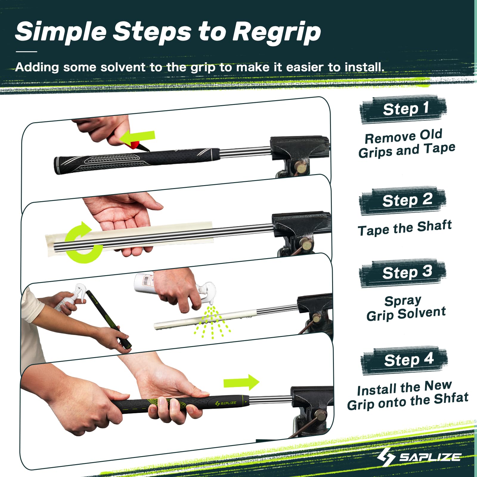 SAPLIZE Set di 13 impugnature da golf, con nastro adesivo e kit completo di regripping Jumbo, impugnature in gomma antiscivolo per mazze da golf, da donna/uomo, serie CC01, blu