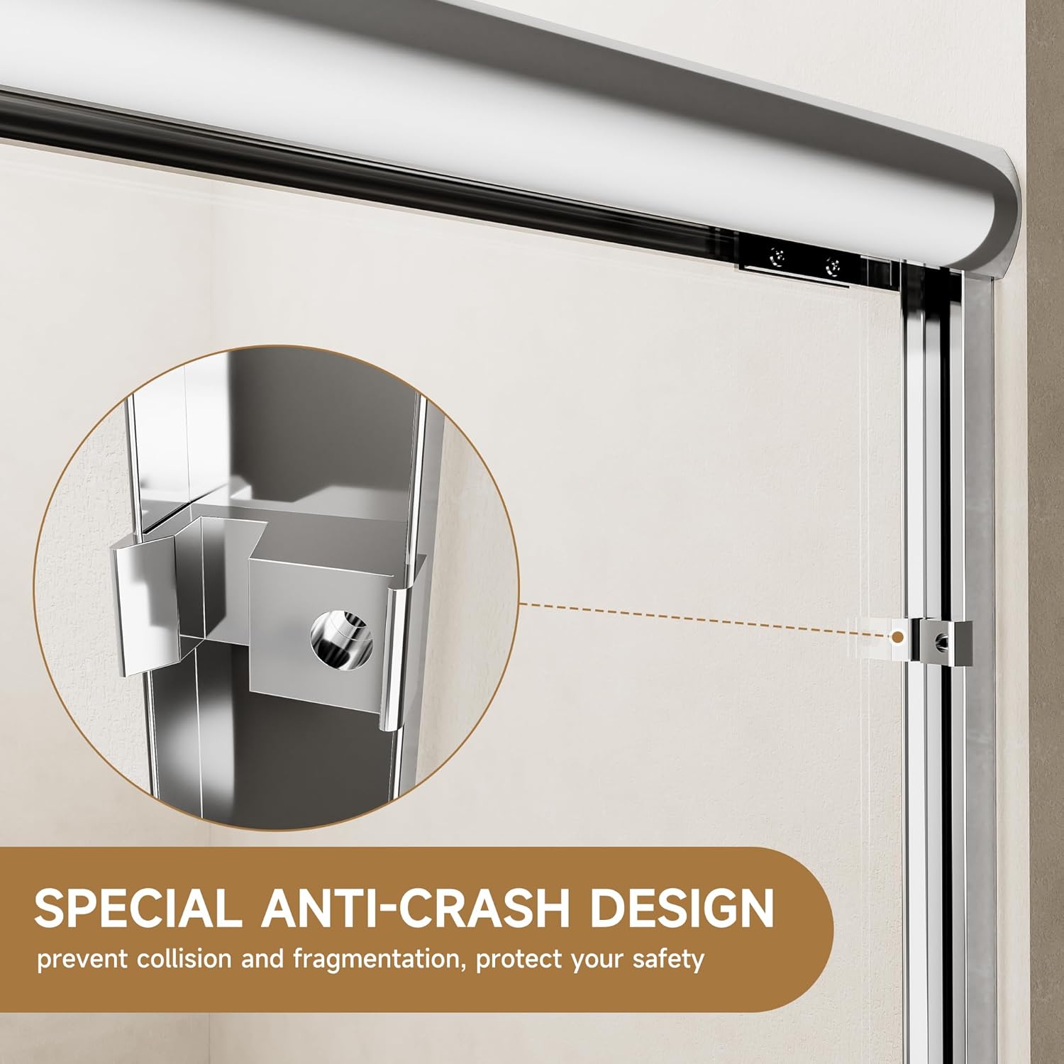 KEIKI Bathtub Shower Door, 60" W x 57" H Aluminum Frame Double Sliding Shower Door with 1/4" (6MM) Clear Nano-Coated Tempered Glass, Dual Stainless Steel Handles, Chrome