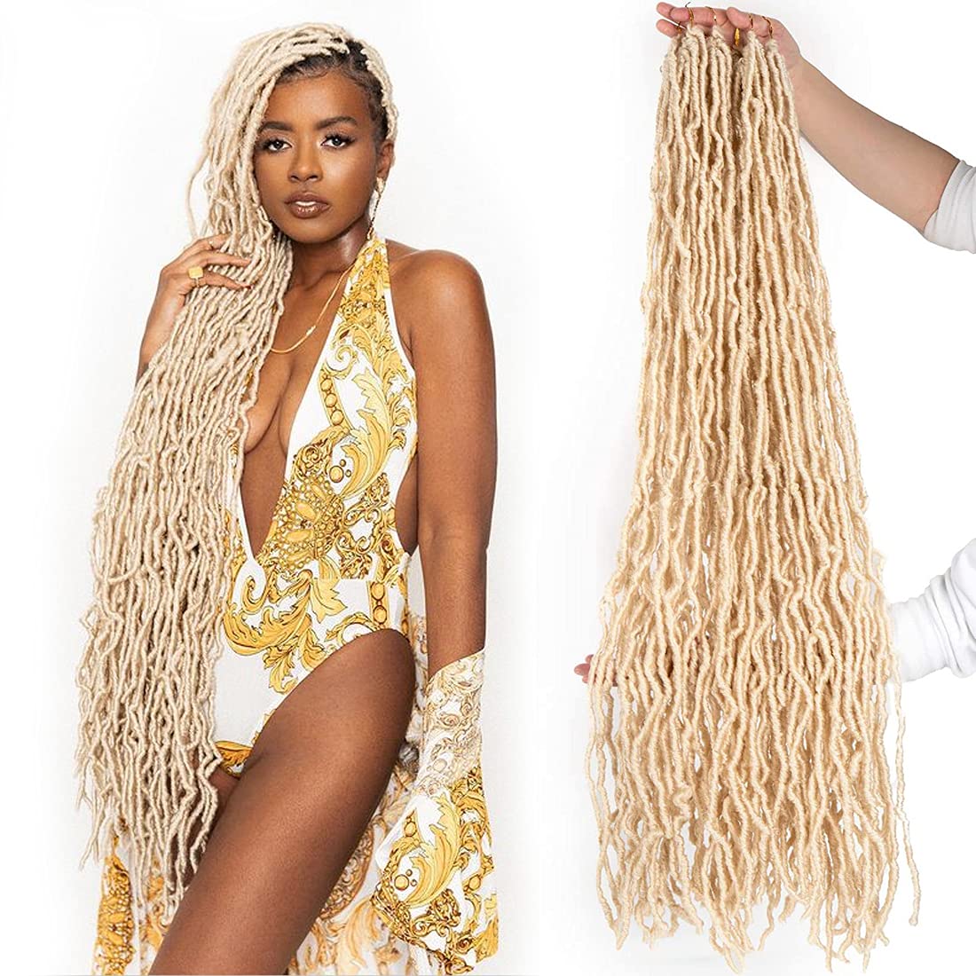 36 Inch Faux Locs Crochet Hair Super Long Soft Locs Crochet Braids Hair 6 Packs/lot 95g Goddess Dreadlocs Synthetic Hair Extend Pre Looped Soft Locs