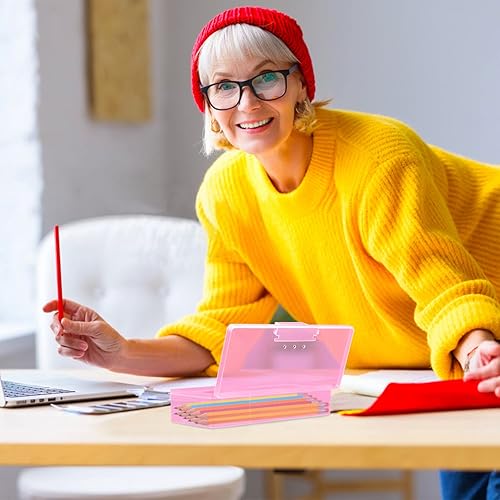 Miniatura 2 de Caja de lápices transparente, paquete de 12 cajas de plástico de gran capacidad, cajas de plástico con tapa hermética, caja organizadora de