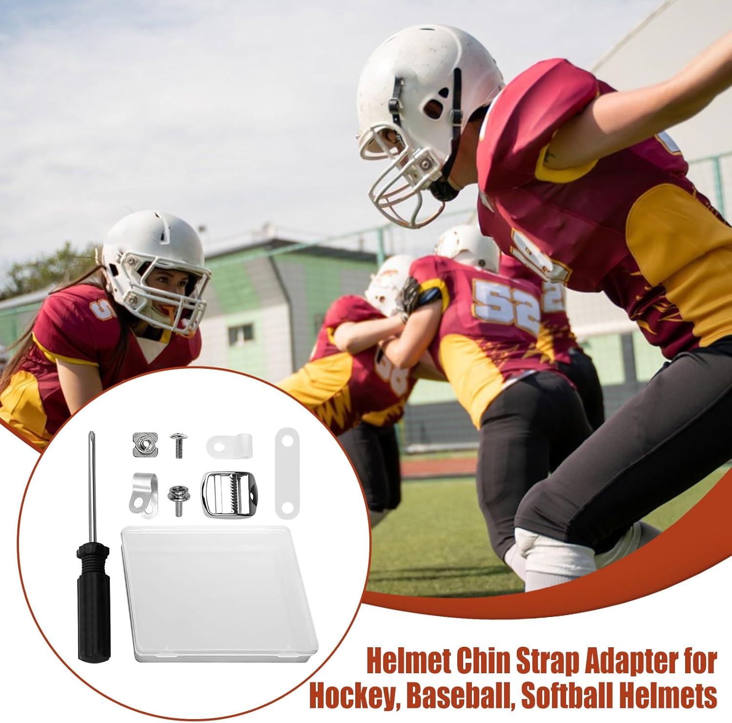 80Pcs Football Helmet Repair Kit, Hockey Helmet Replacement Parts Hockey Helmet Hardware Kit Including R Shape Football Visor Clips Screws Nuts with Rubber Gaskets for Hockey, Baseball, Softball Helm