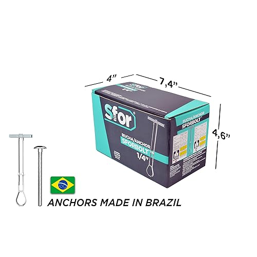 Miniatura 4 de SFOR - Paquete de 60  30 anclajes + 30 pernos  Anclaje de palanca de 14 pulgadas con pernos  Anclajes para paneles de yeso, pernos para paneles de