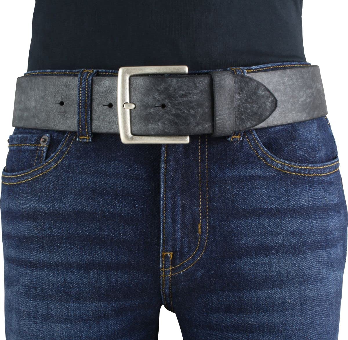 BELTINGER Cintura in morbido pelle bovina pieno fiore look vissuto 5 cm | cintura per jeans per uomo donna 50mm | cintura in pelle look vintage