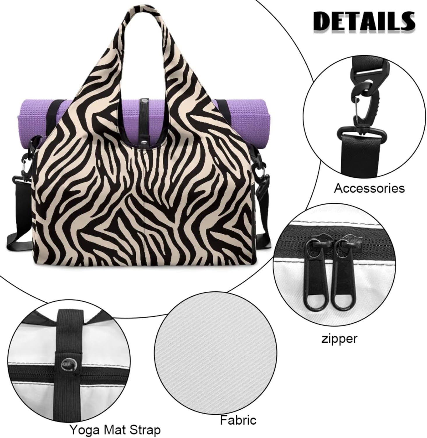 Yoga Gym Bag with Removable Adjustable Shoulder Strap, Shoe Compartment & Top Yoga Mat Holder 17.72x8.66x9.84in