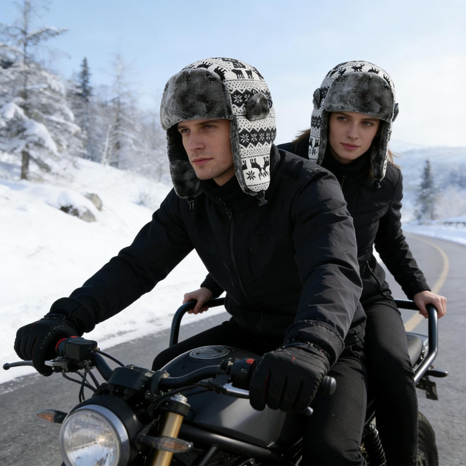 Generisch Berretto invernale Ushanka, triplo livello di calore, con caldo peluche | Copricapo riscaldato per uomini, donne, adulti e adolescenti, per ciclismo, passeggiate e pendolari