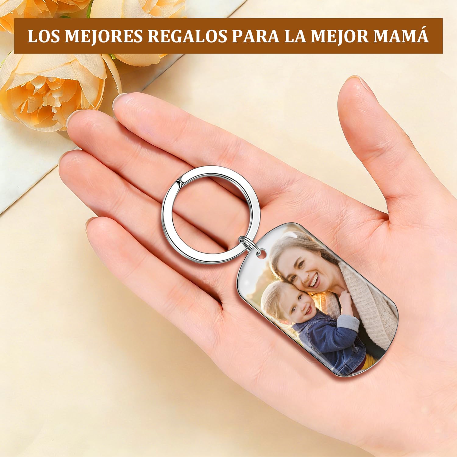 Llavero Regalo Dia de la Madre Personalizado Regalo Mama - Llaveros Personalizado con Foto Texto para Mamá, Mama Cumpleaños Regalos Personalizados para Madre Mujer — view 3