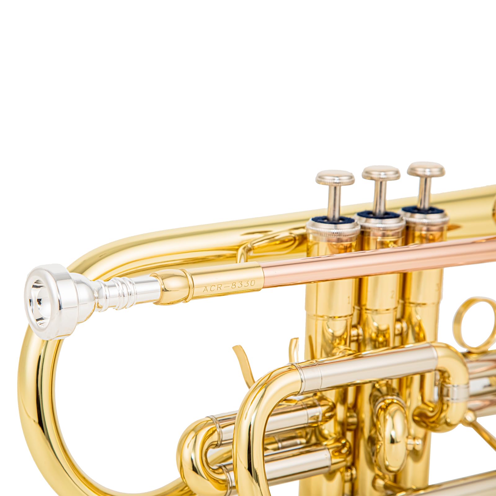 ACR-8330 Bb cornet for beginners Intermediate players stainless steel valves gold brass leadpipe 120mm 2 water keys lightweight durable lacquered instrument with case - Image 4