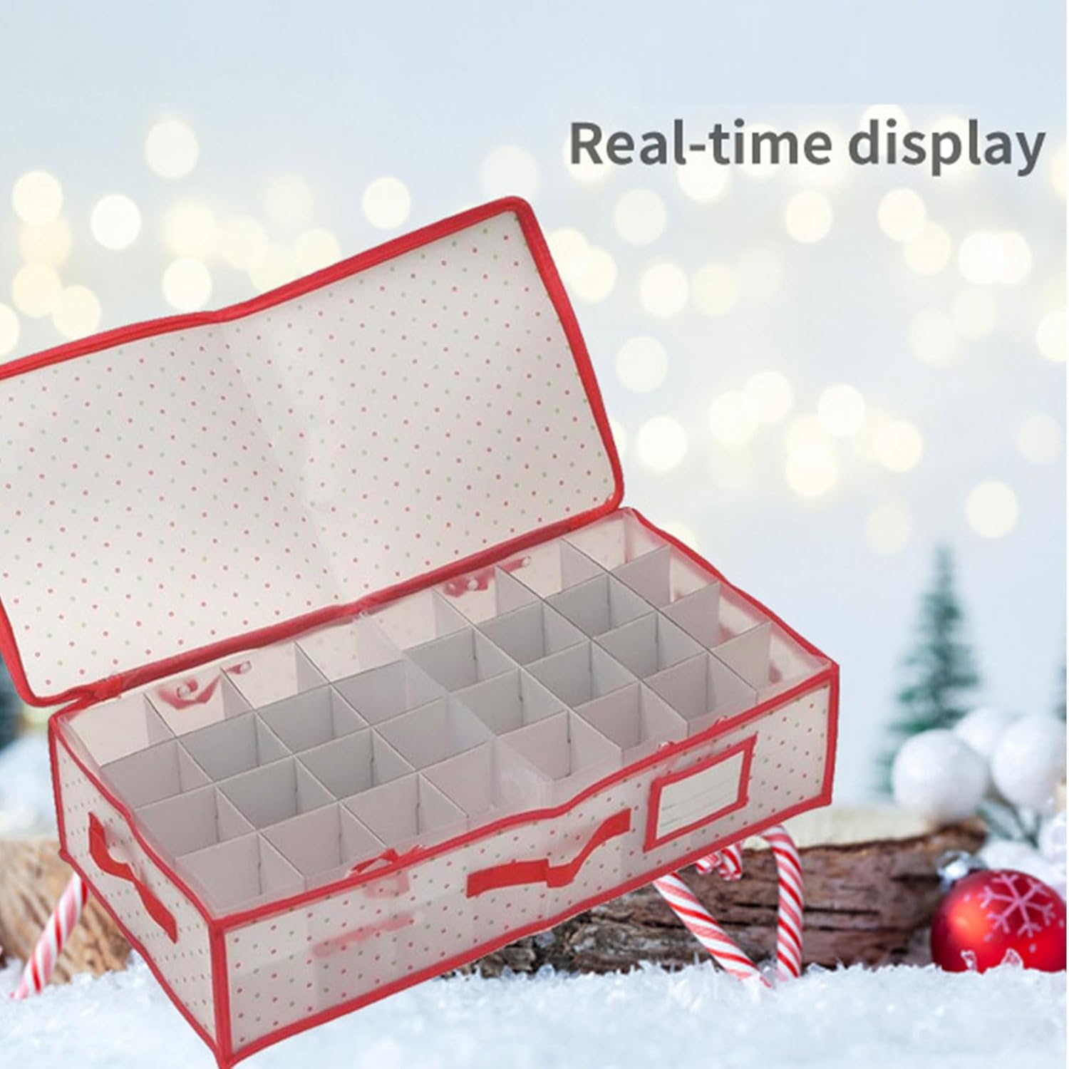 Large Capacity Foldable 64 Pocket Storage Container Sturdy Oxfords Materials Christmas Decoration Organizers Oxfords Cloth Decoration Storage Box