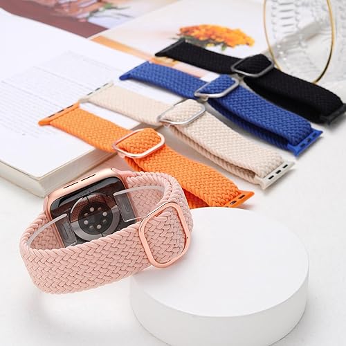 Miniatura 5 de Paquete de 5 correas trenzadas Solo Loop compatibles con Apple Watch de 1.496 pulgadas, 1.575 pulgadas, 1.614 pulgadas, 1.654 pulgadas, 1.732