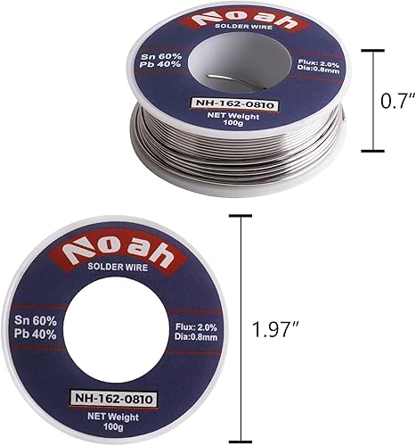 Miniatura 2 de Noah Alambre de soldadura de núcleo de colofonia de plomo de estaño para soldar, contenido 2.0% Flujo de soldadura Sn60-Pd40 (0.031 in, 3.53 oz)