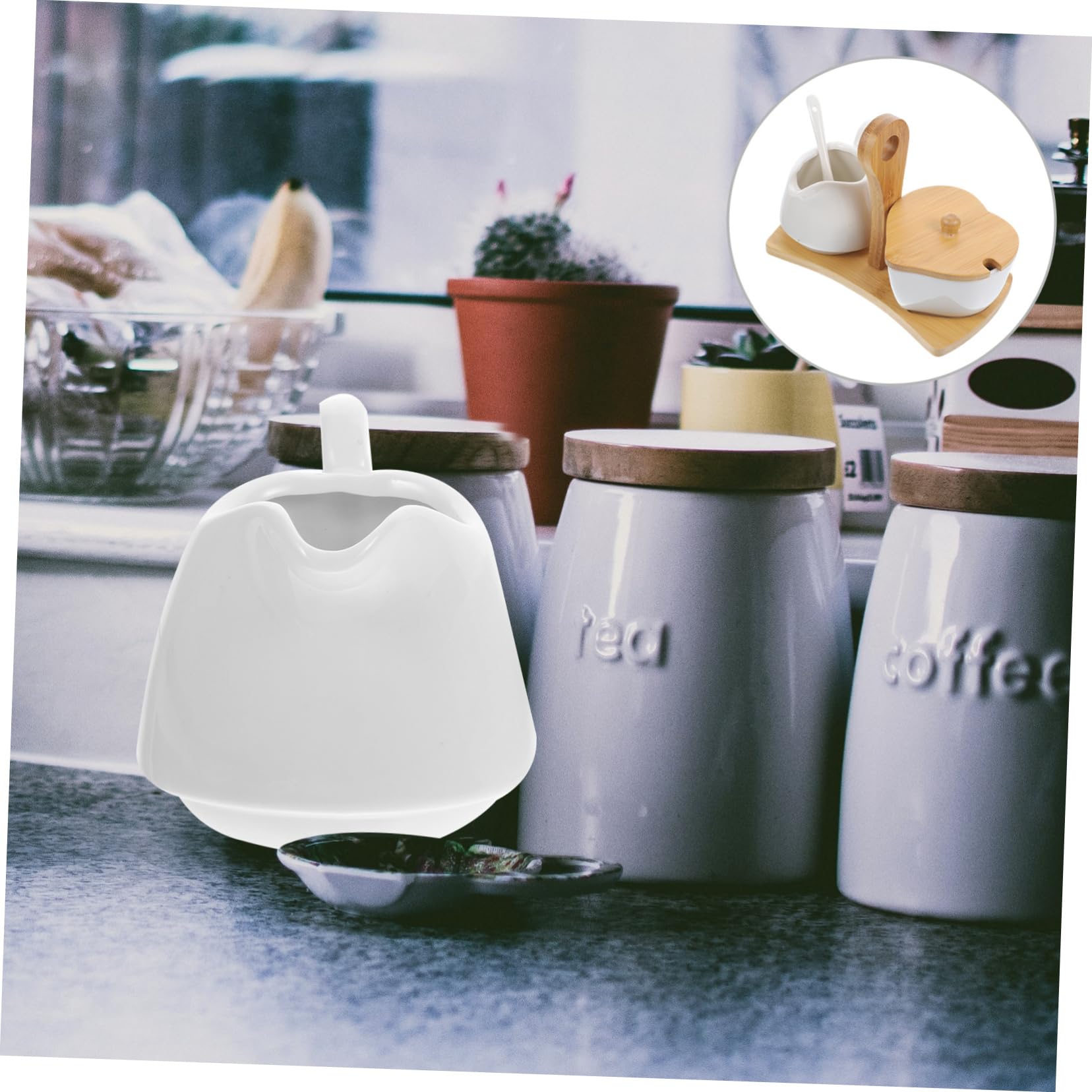 NAMOARLY Ceramic Sugar and Set with Tray Spoon Elegant Sugar Jar and Cream Pitcher for Home Hotel Use and Kitchen Decor