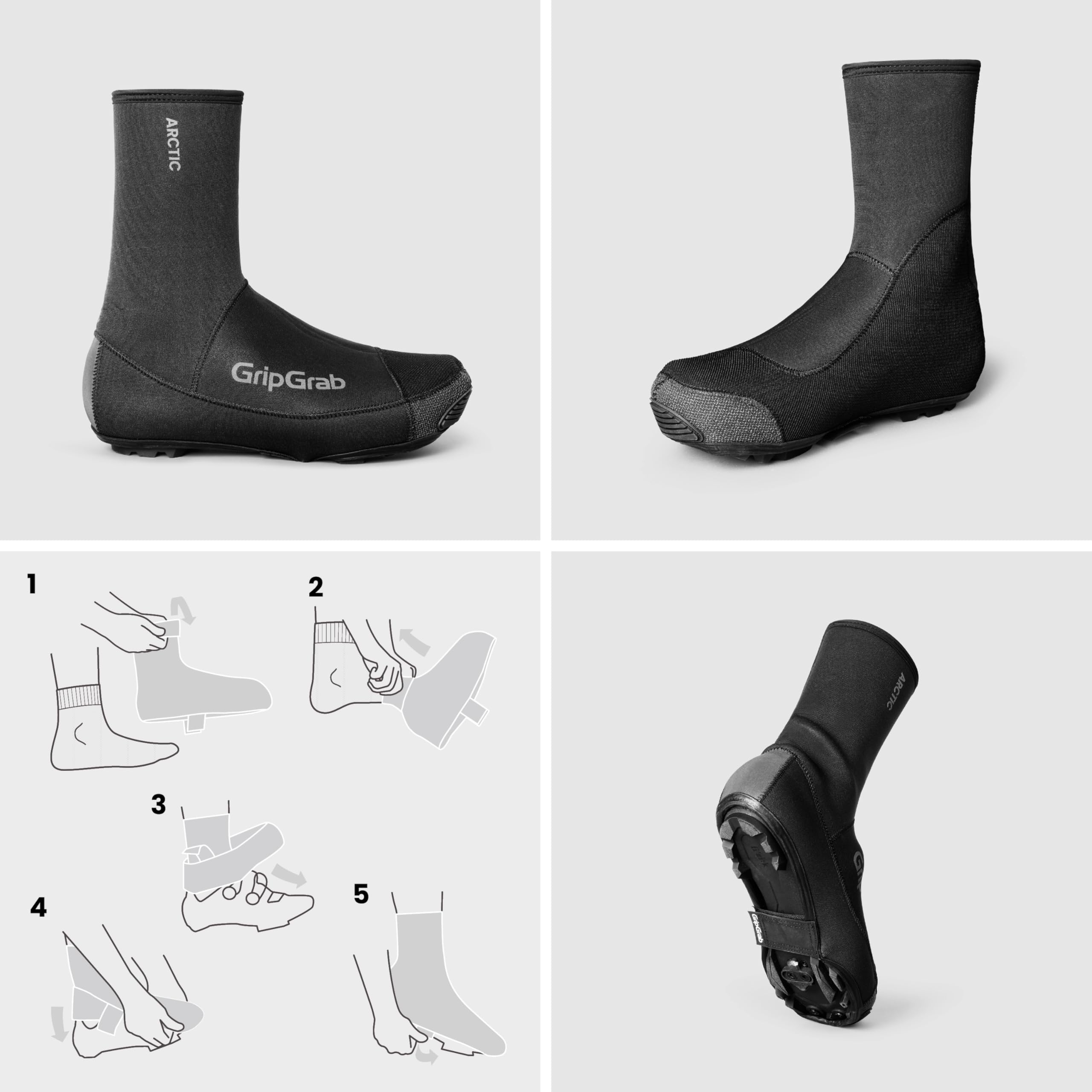 GripGrab Arctic Gravel MTB Überschuhe Winter - Warme Radschuh Überzieher | Nachfolger der Arctic X, 5 mm Neopren mit Fleece-Futter für rennorientierte Gravelschuhe, Kälteschutz und abriebfeste Sohle