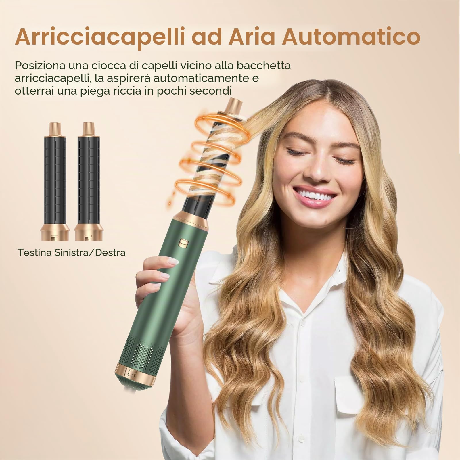MogaWave Airbrush 5 in 1 Air Styler Pro Hair styler con 1000W Spazzola Asciugacapelli, Spazzola Phon per Capelli, Spazzola Aria Calda, Phon Arricciacapelli ad aria, Asciugacapelli Spazzola
