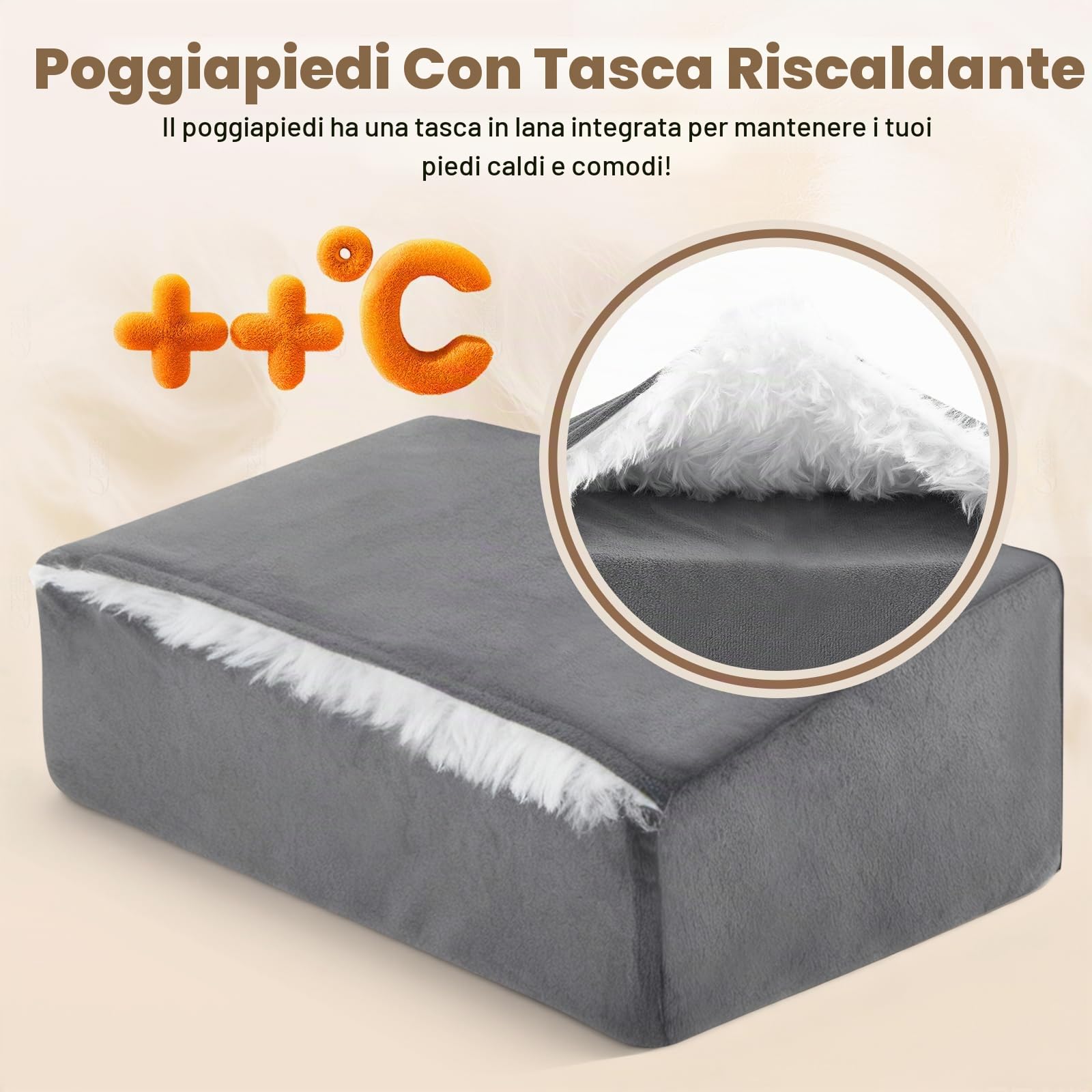 Poggiapiedi scrivania regolabile in 3 altezze, poggiapiedi antiscivolo con morbida tasca per schiena, gambe, fianchi discomfort in rilievo, schiuma 30D, poggiapiedi ergonomici per ufficio e casa