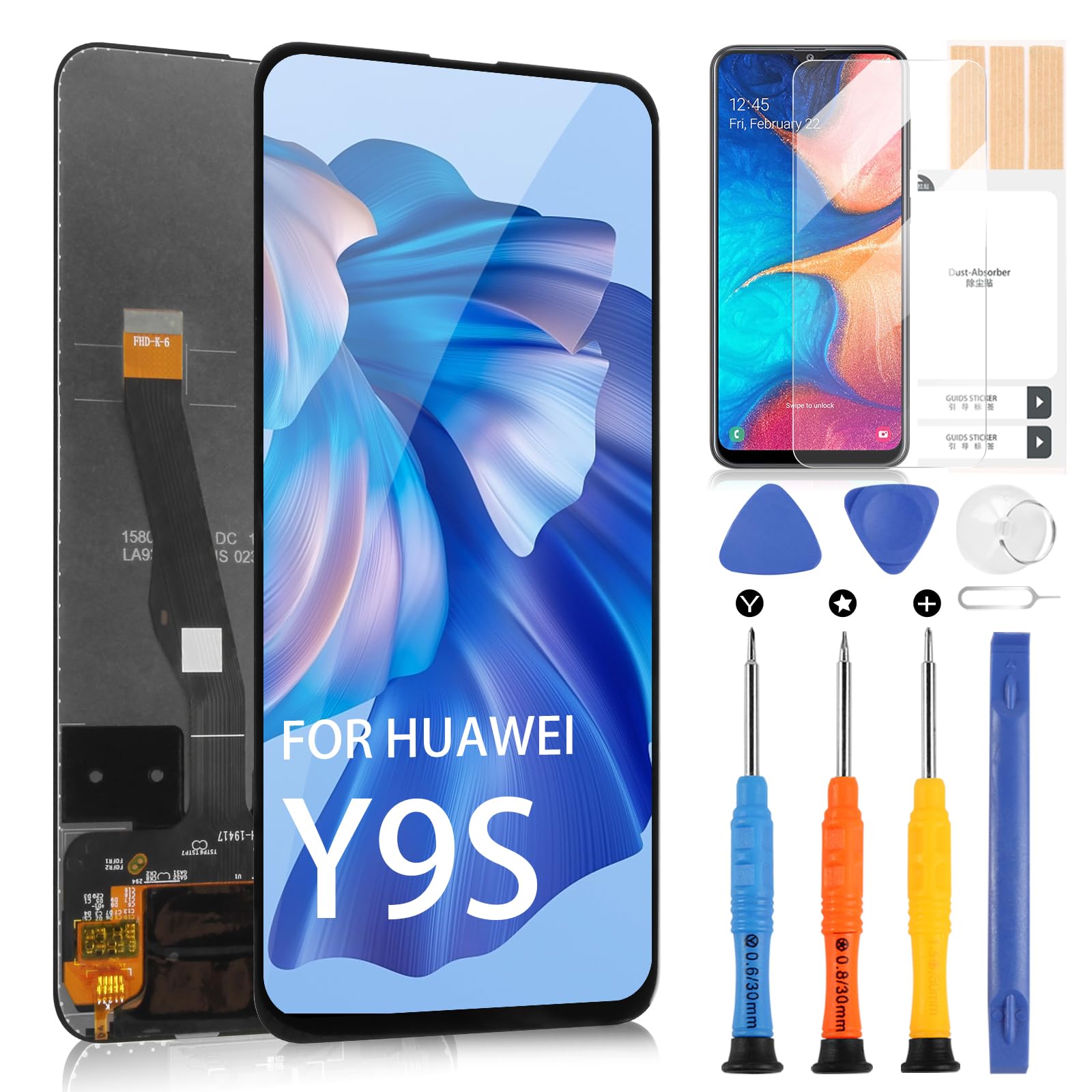 Screen Replacement for Huawei Y9s / P Smart Pro 2019 STK-L21 STK-LX3 STK-L22 6.59" LCD Display Touch Screen Digitizer Full Assembly with Repair Kits