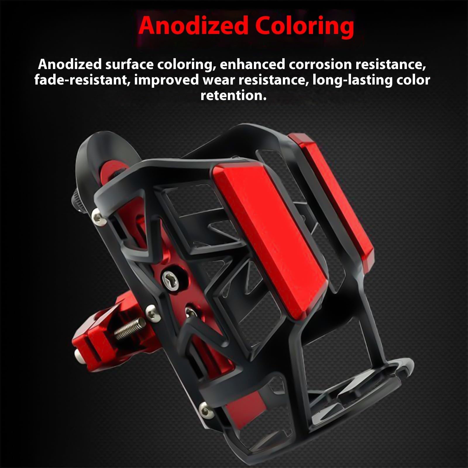 Supporto per tazza da moto con rotazione a 360°, regolabile, adatto per bottiglie da 55-85mm, costruzione in alluminio sicuro, supporto per bicicletta globale, per termofori e canterelle