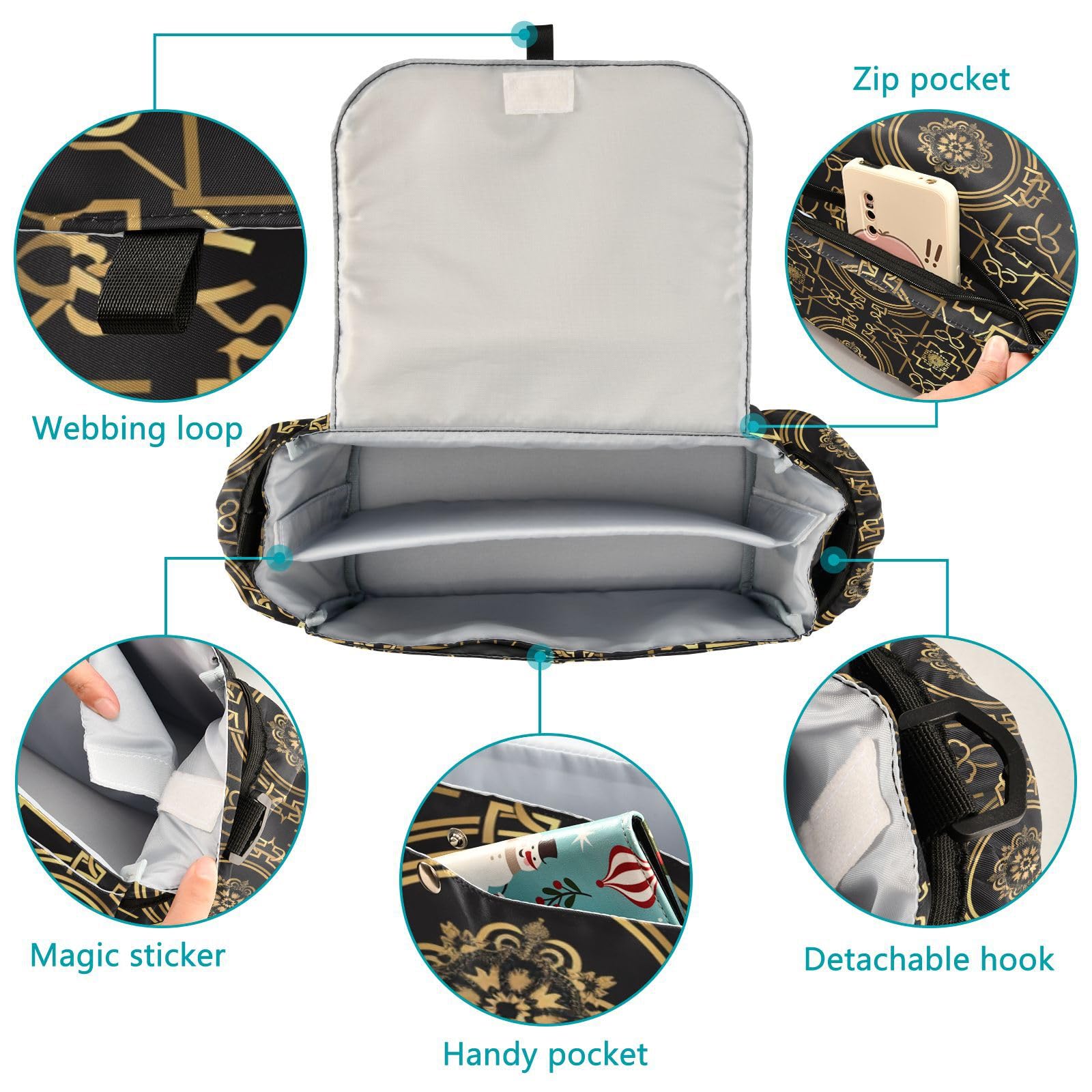 miaozhen Bridal Flower Black Gold baby stroller organizers stroller diaper caddy basket accesorios para coche de accesorios para carro de ni?os para frio