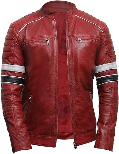 SpazeUp Retro Leather Outwear Jackets Quilted Leather Jacket