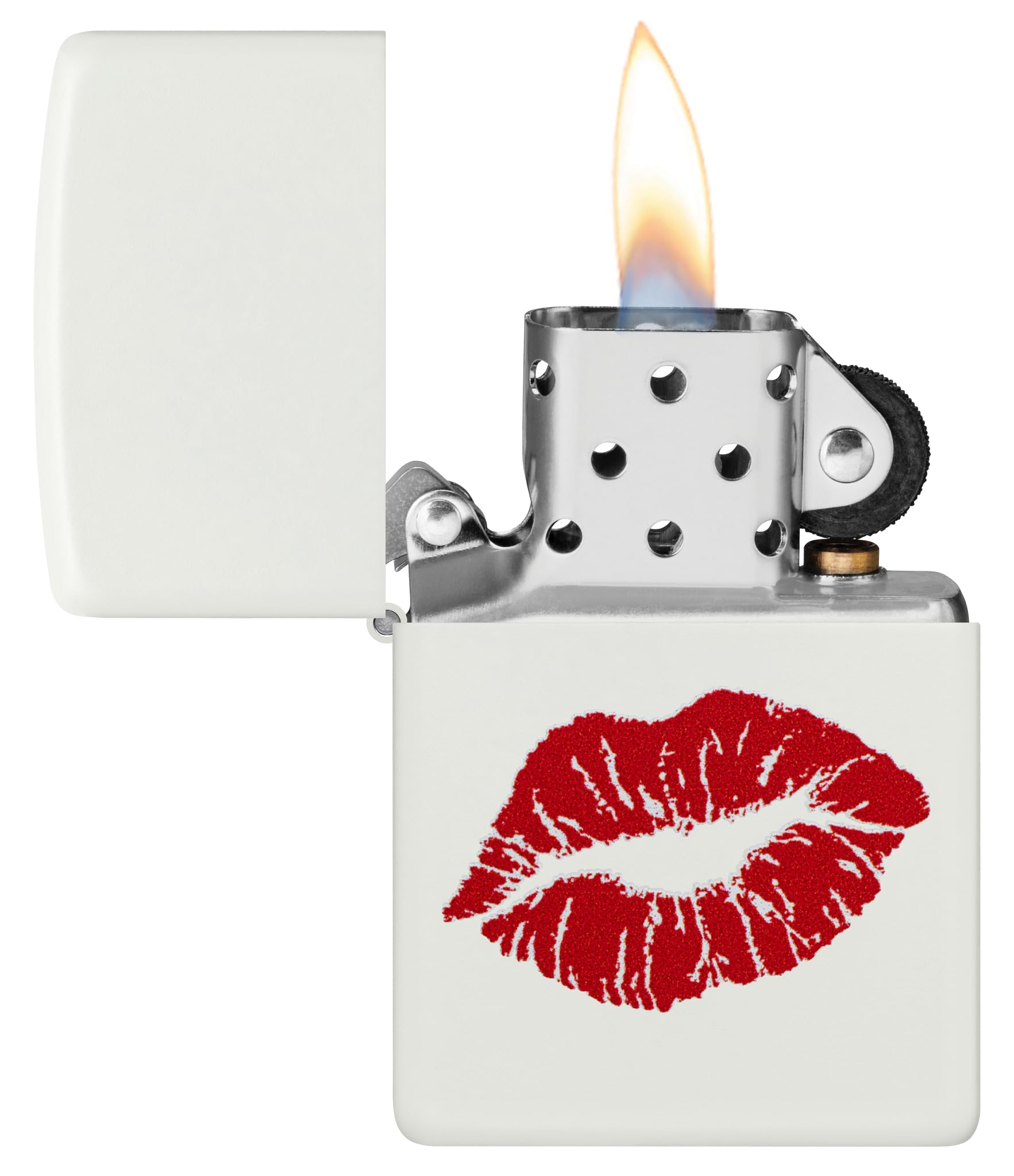 Zippo Accendino da tempesta – Kiss, bianco opaco, colore immagine – Ricaricabile – Riutilizzabile – Design antivento – Confezione regalo – Made in USA