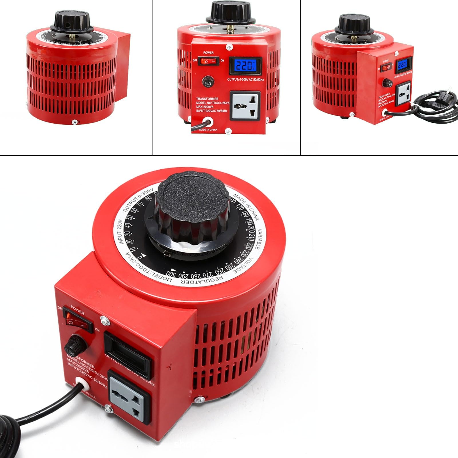 Trasformatore di Tensione Variabile 2000VA, Alimentatore CA Regolabile 0-300V, Ingresso 220-240V, 50/60Hz, per Macchine Utensili, Attrezzature di Test, Uso Industriale(500VA)