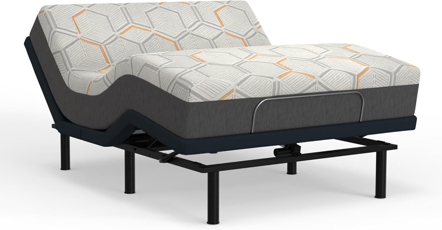 Blissful Nights e4 King Adjustable Bed Base Frame with 12" Medium Firm Copper and Gel Infused Memory Foam Mattress