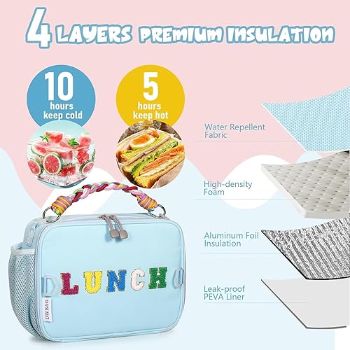 Miniatura 3 de DWBAG Lonchera para niños, niñas, lonchera aislada con asa, lonchera reutilizable para adultos con resistente al agua para el trabajo, viajes y